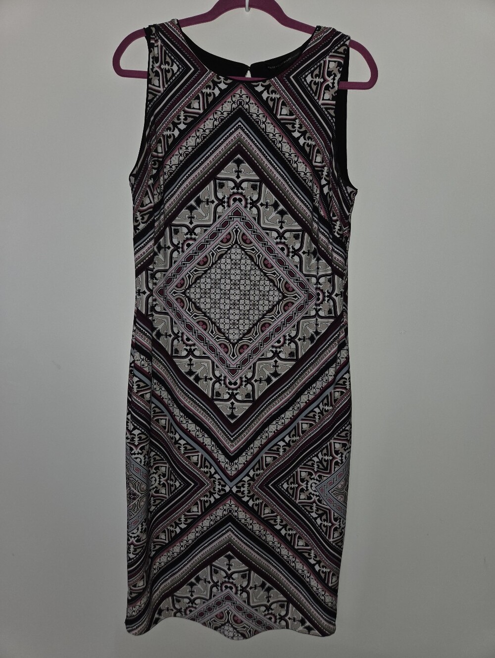White House Black Market Black and Reversible Black Pink Geometric Shift Dress